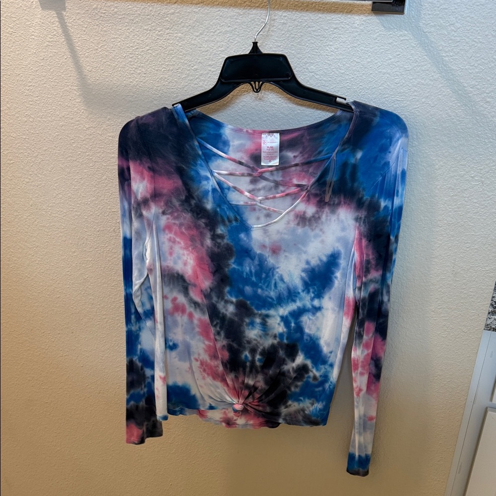 No Boundaries Tie-Dye Long Sleeve Top - Pink, Blue, Black